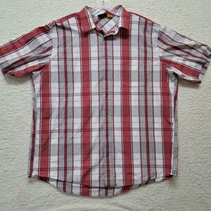 Cabelas Men’s 2XLT Outdoor Shirt Button Up Short Sleeve Hunt Camp Fish Red Check